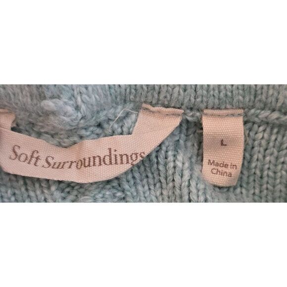 Soft Surroundings Womens Cable Knit Sweater Side Buttons fisherman warm chic - Picture 6 of 8